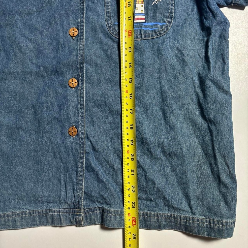 Vintage Blue TY Wear Chambray Lighthouse Button-Up - Women's 12 - Picture 6 of 6